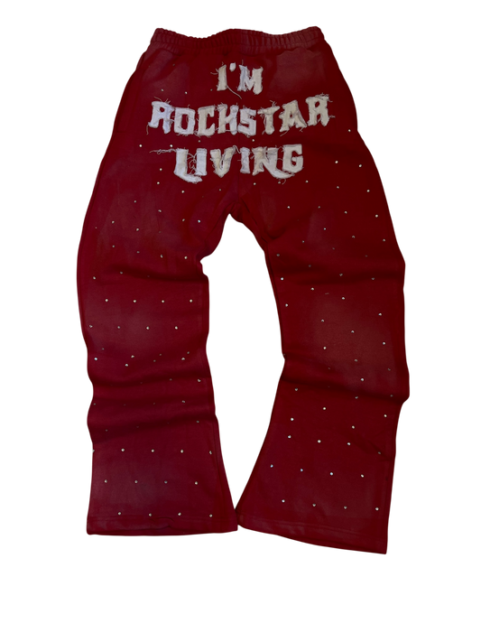 Show Rocker Flared Sweats - Red